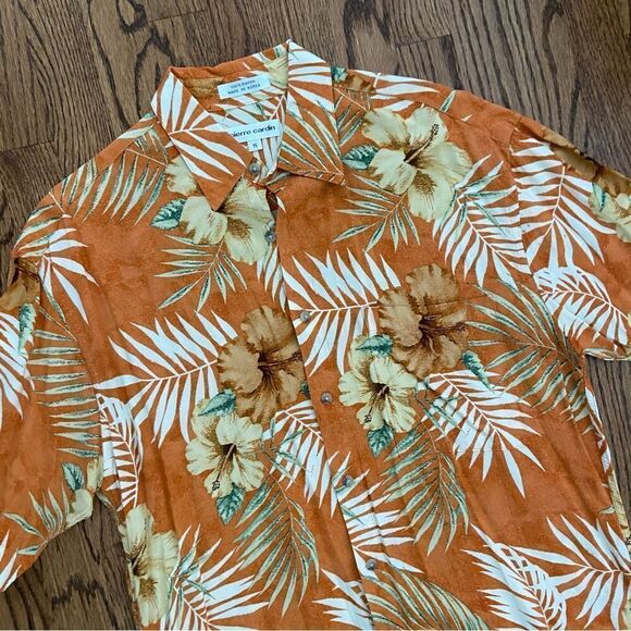 Vintage mens Hawaiian shirt size M with hibiscus flowers - Picture 3 of 4